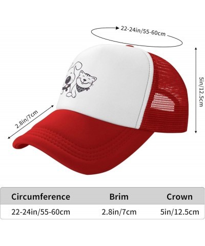 Mesh Dad Hat Adjustable Washed Funny Baseball Dad Cap Funny Distressed Ball Trucker Cap Cat Dog Friend Red $11.74 Baseball Caps