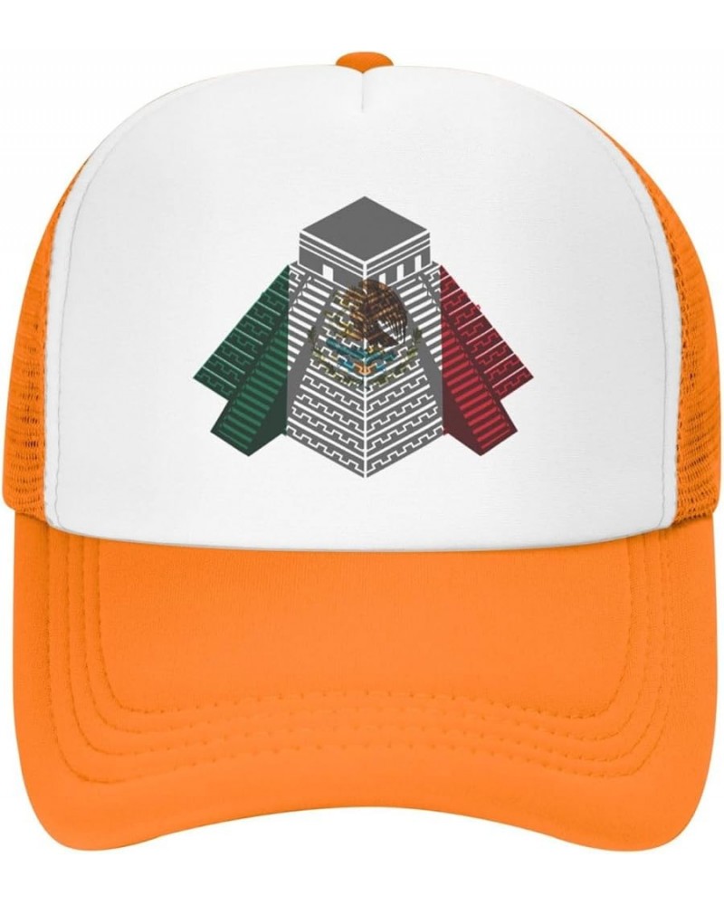 Mayan Travel Temple Mexico Flag Mesh Baseball Cap Orange $8.39 Baseball Caps