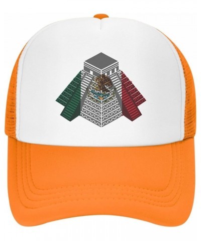 Mayan Travel Temple Mexico Flag Mesh Baseball Cap Orange $8.39 Baseball Caps