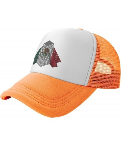 Mayan Travel Temple Mexico Flag Mesh Baseball Cap Orange $8.39 Baseball Caps