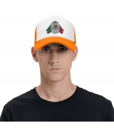 Mayan Travel Temple Mexico Flag Mesh Baseball Cap Orange $8.39 Baseball Caps