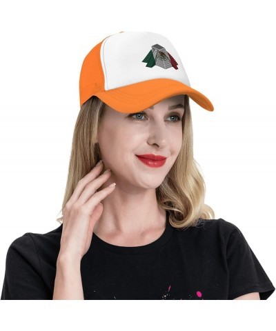 Mayan Travel Temple Mexico Flag Mesh Baseball Cap Orange $8.39 Baseball Caps