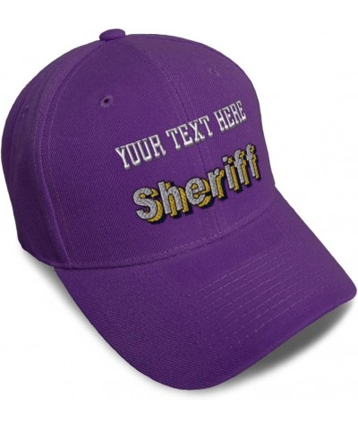 Custom Baseball Cap Sheriff Western Acrylic Hat Dad Hats for Men and Women Purple Personalized Text Here $13.76 Baseball Caps