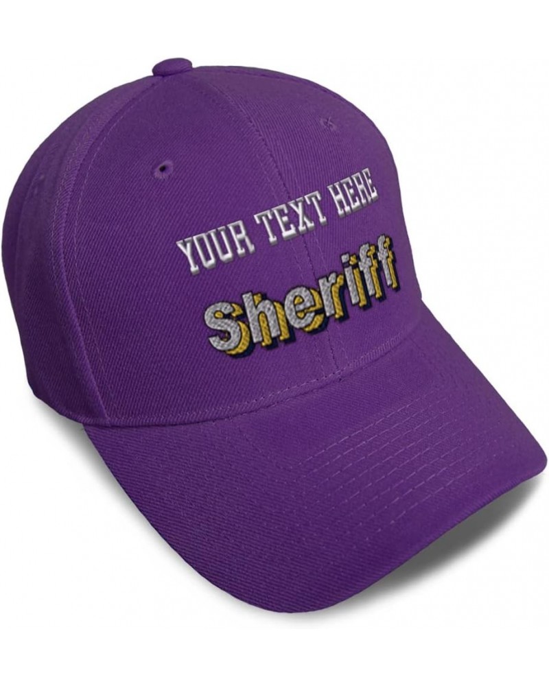 Custom Baseball Cap Sheriff Western Acrylic Hat Dad Hats for Men and Women Purple Personalized Text Here $13.76 Baseball Caps