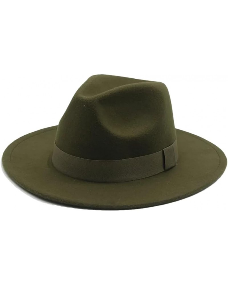 Women Fedora Hat Men Classic Formal Dress Women Winter Hat Men's Fedoras Men's Dress Hats Army Green $16.26 Fedoras