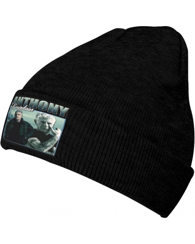 Anthony Chef Bourdain Knit Hat Beanie Cap Classic Warm Winter Casual for Womens Mens Daily Headwear Knit Hats Black $12.73 Sk...