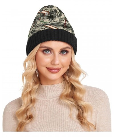 Beanie Hat for Women Men, Slouchy Skully Cap One Size Fits All Warm Soft for Cold Weather-Money Dollar Green $11.43 Skullies ...