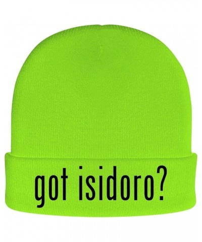 got Isidoro? - Soft Adult Beanie Cap Neon Green $18.80 Skullies & Beanies