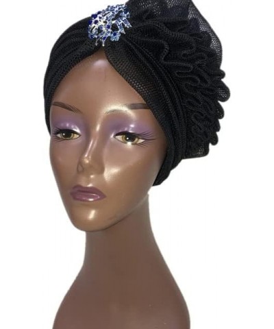 MSBRIC Blue ASO Oke Gele African Headtie Already Made Gele Head Wrap Ladies Hat auto headtie Muslim ASO Oke gele- Color 6656 ...