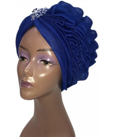 MSBRIC Blue ASO Oke Gele African Headtie Already Made Gele Head Wrap Ladies Hat auto headtie Muslim ASO Oke gele- Color 6656 ...