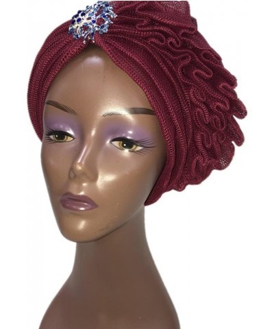 MSBRIC Blue ASO Oke Gele African Headtie Already Made Gele Head Wrap Ladies Hat auto headtie Muslim ASO Oke gele- Color 6656 ...