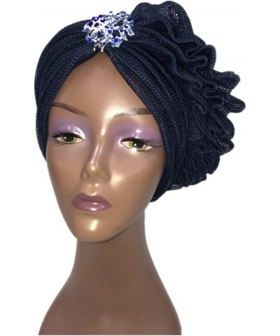 MSBRIC Blue ASO Oke Gele African Headtie Already Made Gele Head Wrap Ladies Hat auto headtie Muslim ASO Oke gele- Color 6656 ...