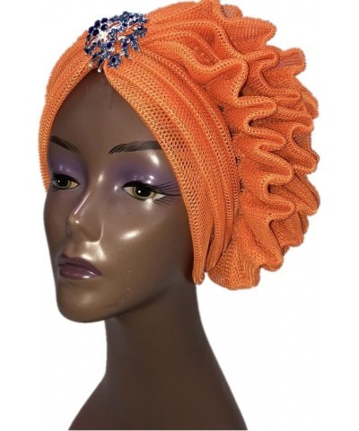 MSBRIC Blue ASO Oke Gele African Headtie Already Made Gele Head Wrap Ladies Hat auto headtie Muslim ASO Oke gele- Color 6656 ...