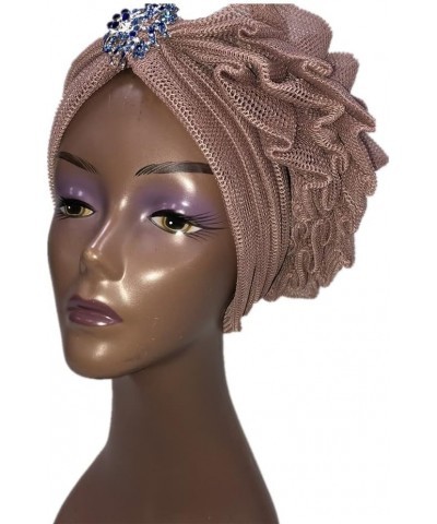 MSBRIC Blue ASO Oke Gele African Headtie Already Made Gele Head Wrap Ladies Hat auto headtie Muslim ASO Oke gele- Color 6656 ...