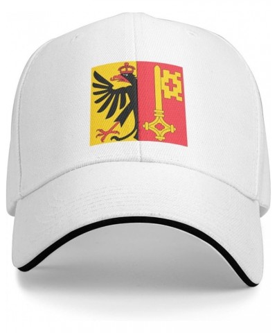 Flag of Canton of Geneva Sandwich Hat Adjustable Baseball Cap Black White $13.02 Baseball Caps