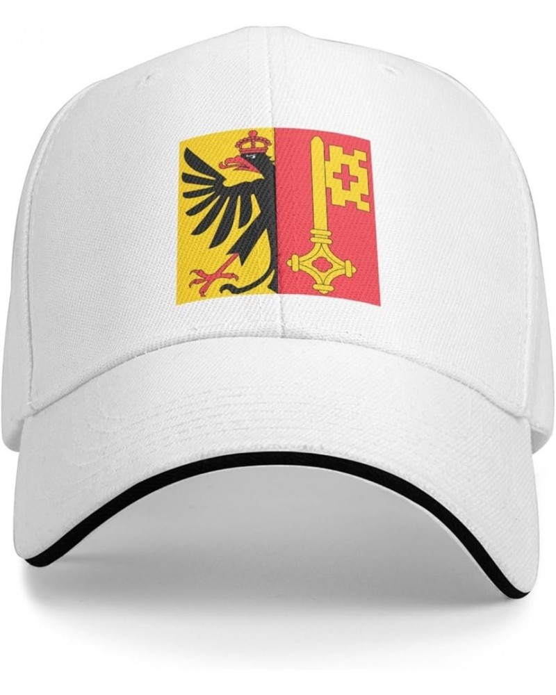 Flag of Canton of Geneva Sandwich Hat Adjustable Baseball Cap Black White $13.02 Baseball Caps