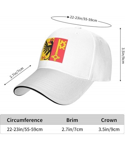 Flag of Canton of Geneva Sandwich Hat Adjustable Baseball Cap Black White $13.02 Baseball Caps