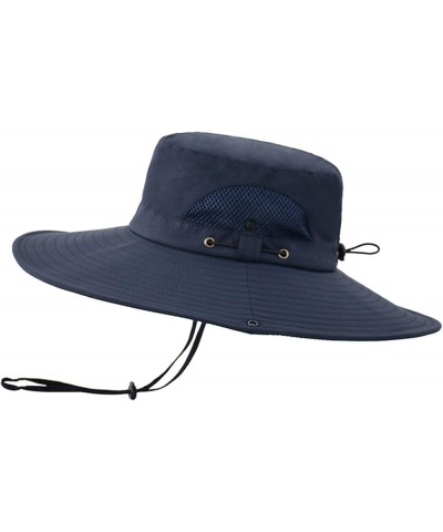 Men Mountaineering Fishing Camouflage Hood Rope Outdoor Shade Foldable Casual Bucket Hat Sun Hat for Women Color-3-navy $10.3...