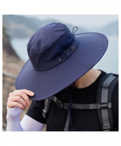 Men Mountaineering Fishing Camouflage Hood Rope Outdoor Shade Foldable Casual Bucket Hat Sun Hat for Women Color-3-navy $10.3...