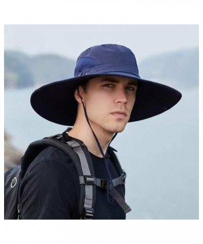 Men Mountaineering Fishing Camouflage Hood Rope Outdoor Shade Foldable Casual Bucket Hat Sun Hat for Women Color-3-navy $10.3...