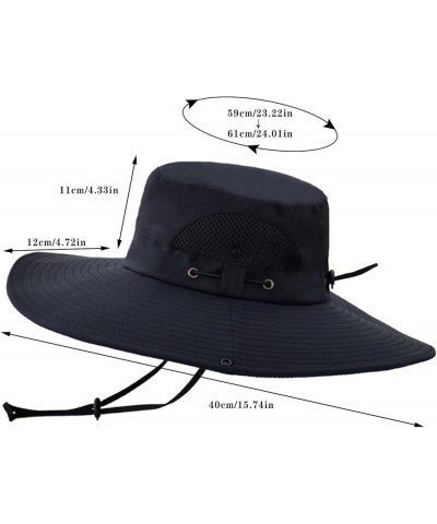 Men Mountaineering Fishing Camouflage Hood Rope Outdoor Shade Foldable Casual Bucket Hat Sun Hat for Women Color-3-navy $10.3...