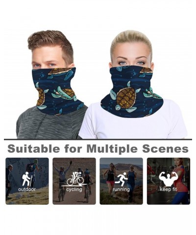 Sea Turtle Swiming in Blue Water Face Mask Unisex Neck Gaiter Seamless Face Cover Scarf Bandanas with Drawstring for Cycling ...