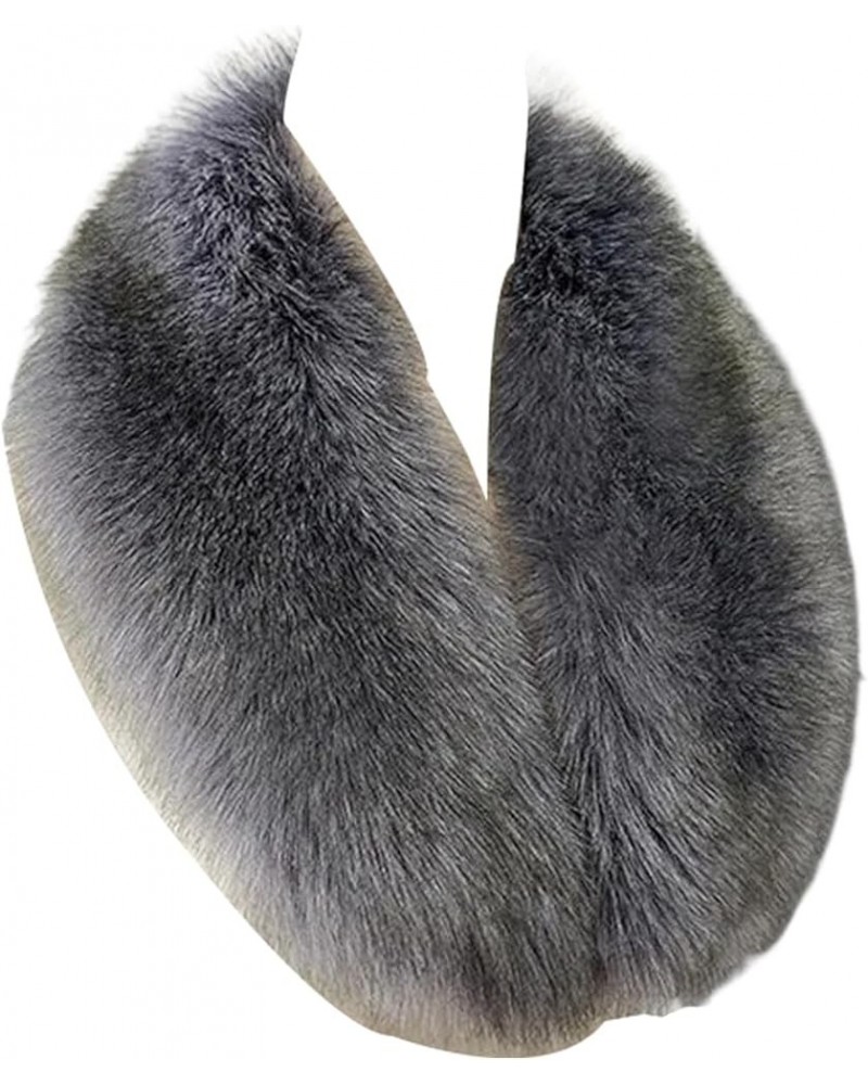 Faux Fur Collar Scarf for Women Men Black Fur Scarves Neck Warmer for Spring Fall Winter Jacket Grey $9.44 Scarves