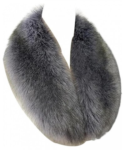 Faux Fur Collar Scarf for Women Men Black Fur Scarves Neck Warmer for Spring Fall Winter Jacket Grey $9.44 Scarves