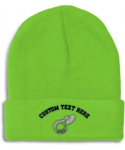 Custom Beanies for Men Sousaphone Music A Embroidery Winter Hats for Women Acrylic Skull Cap 1 Size Lime Personalized Text He...