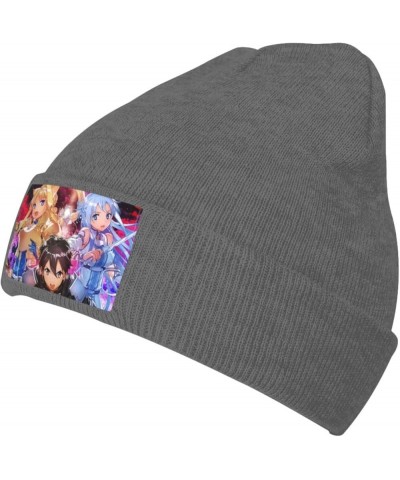 Sword Art Online Knit Hat Winter Ski Warm Knitted Caps Plain Cuffed Beanie for Men Women Black Deep Heather $9.84 Skullies & ...