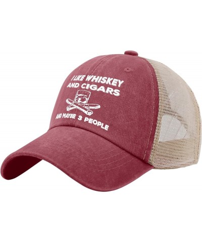 Funny Hat I Like Whiskey and Cigars and Maybe 3 People Hat Women Dad Hats Cute Hat Red-2 $12.75 Baseball Caps