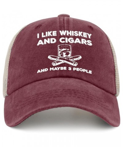 Funny Hat I Like Whiskey and Cigars and Maybe 3 People Hat Women Dad Hats Cute Hat Red-2 $12.75 Baseball Caps