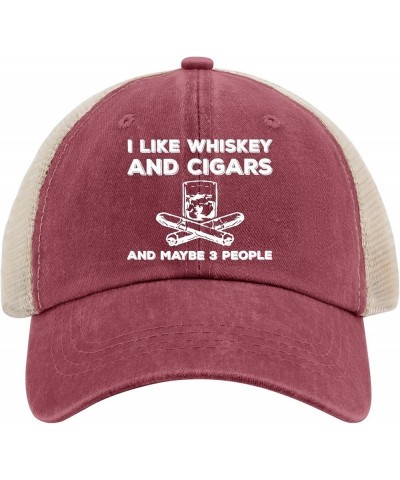 Funny Hat I Like Whiskey and Cigars and Maybe 3 People Hat Women Dad Hats Cute Hat Red-2 $12.75 Baseball Caps