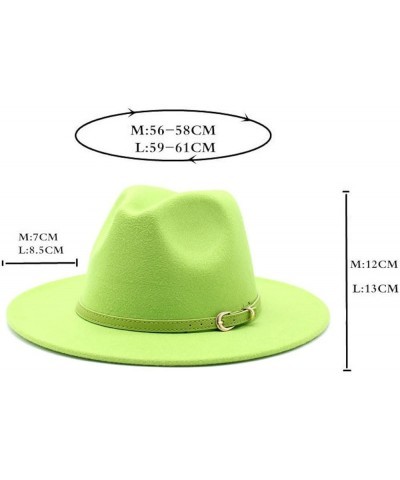 Women's Floppy Fedora Hat, Wide Brim Panama Hat with Belt Buckle Solid Color Wool Felt Wedding Summer Hats Army Green2 $15.37...