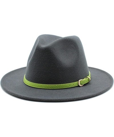 Women's Floppy Fedora Hat, Wide Brim Panama Hat with Belt Buckle Solid Color Wool Felt Wedding Summer Hats Army Green2 $15.37...