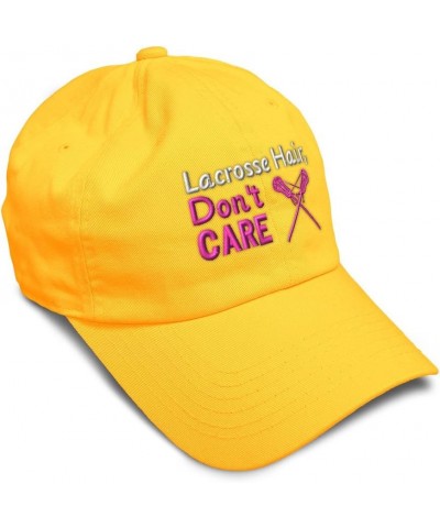 Soft Baseball Cap Lacross Hair Don't Care Cotton Dad Hats for Men & Women Golden Yellow $13.05 Baseball Caps