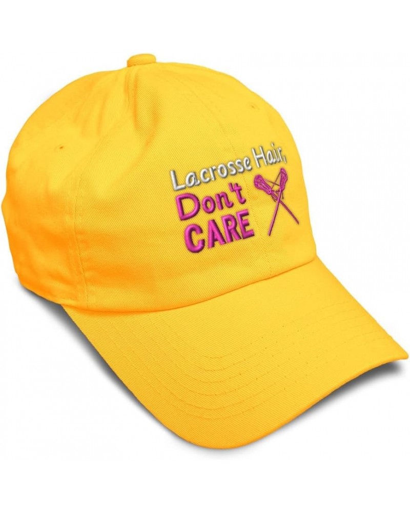 Soft Baseball Cap Lacross Hair Don't Care Cotton Dad Hats for Men & Women Golden Yellow $13.05 Baseball Caps