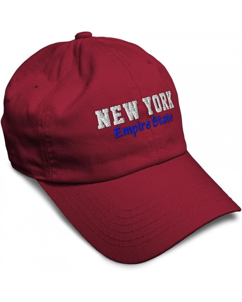 Soft Baseball Cap New York Empire State Cotton Dad Hats for Men & Women Burgundy $12.04 Baseball Caps