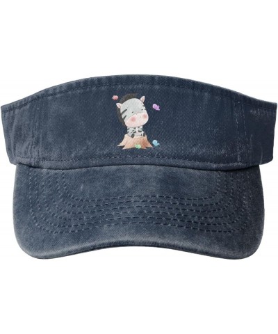 Cute Zebra Sun Visor Hats for Women Men Sun Hat Cotton Golf Hat Vintage Baseball Cap Navy Blue $13.79 Sun Hats