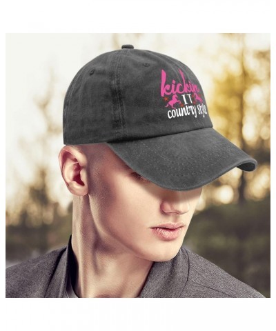 Kickin It Country Style Trucker Hat Women Hats Pigment Black Black Bucket Hat Gifts for Women Hiking Cap $10.25 Bucket Hats