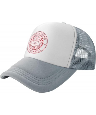 Northeastern University Trucker Hats for Both Men and Women - Mesh Baseball Snapback Hats Gray $21.04 Baseball Caps