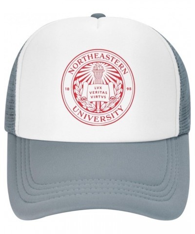 Northeastern University Trucker Hats for Both Men and Women - Mesh Baseball Snapback Hats Gray $21.04 Baseball Caps