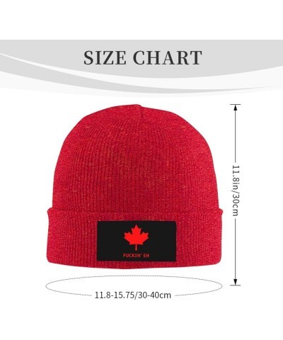 Winter Knit Hat Cap for Men Women, Fuckin'Eh Canada Unisex Beanie Hat Cuffed Skull Cap Warm Ski Hats Black Red $6.50 Skullies...