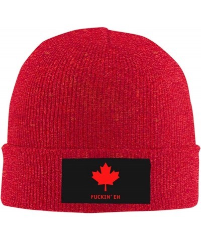 Winter Knit Hat Cap for Men Women, Fuckin'Eh Canada Unisex Beanie Hat Cuffed Skull Cap Warm Ski Hats Black Red $6.50 Skullies...