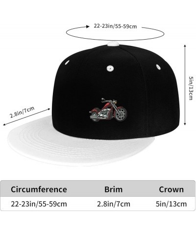 Red Motorcycle Snapback Hat Flat Brim Hats Adjustable Baseball Cap Flat Bill Hat White $10.38 Baseball Caps