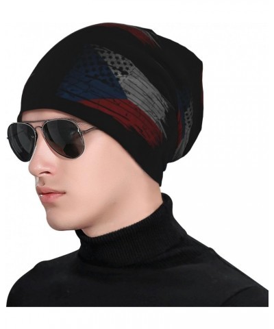 America USA Czech Republic Half Flag Chic Knit Beanies: Cozy Skull Caps for Winter Warmth at Home & Outdoors!0 Black $12.58 S...