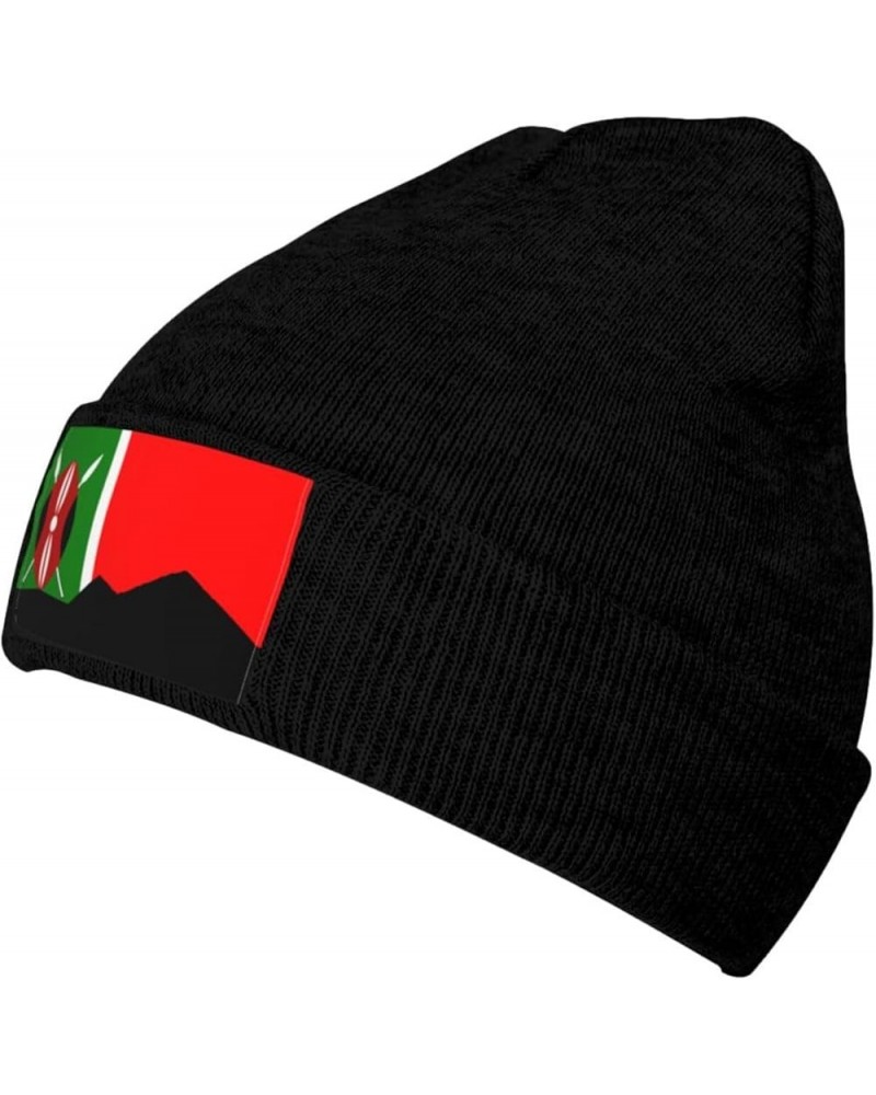 Kikuyu Flag (Mt Kenya) Beanie Hat for Men Women Soft Cozy Skull Cap Winter Warm Knit Hats Black $13.65 Skullies & Beanies