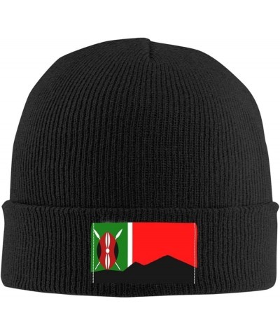 Kikuyu Flag (Mt Kenya) Beanie Hat for Men Women Soft Cozy Skull Cap Winter Warm Knit Hats Black $13.65 Skullies & Beanies