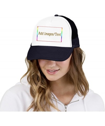 Personalized Sun Hat Add Images Text Curved Mesh Hat Thanksgiving Gifts Navy 0 $12.87 Sun Hats