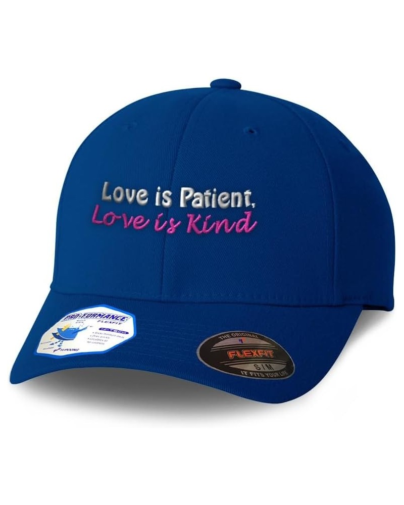 Flexfit Hats for Men & Women Love is Patient Love is Kind B Polyester Dad Hat Baseball Cap Royal Blue $17.15 Baseball Caps